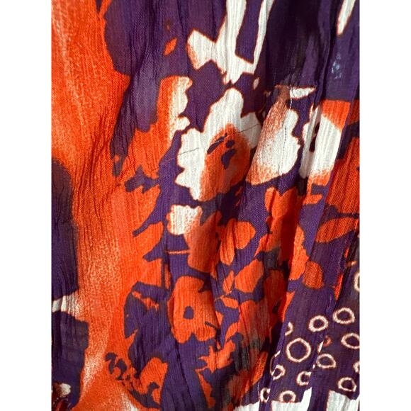 Y2K EURO Ruffle Crinkle Sheer Cami Top Abstract Boho Resort Coastal Indie - Picture 9 of 9